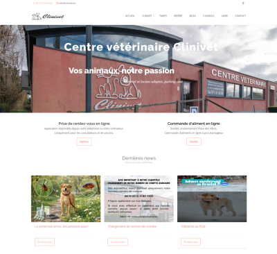Page d'accueil site Internet Clinivet Charleroi Gosselies Réalisé par jcconcept